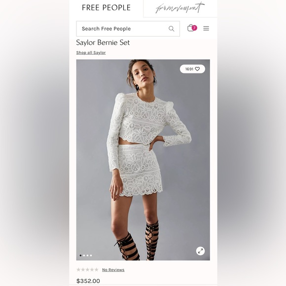 Saylor two piece white crochet matching set XS BY FREE PEOPLE x REVOLVE - Picture 14 of 15